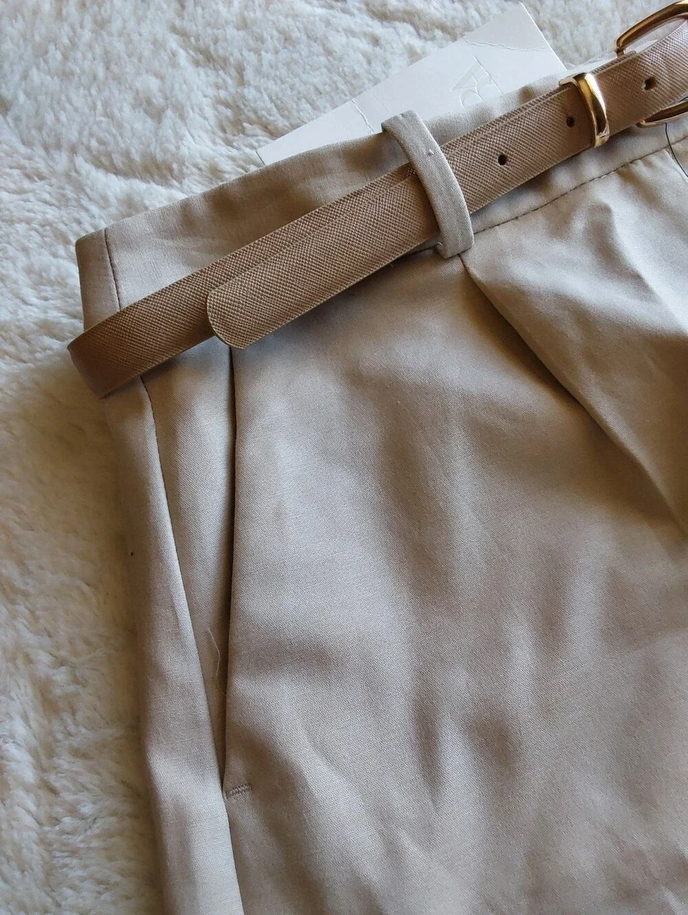 🌺 NWT Zara High-Waist Tailored Dress Shorts with Belt - Picture 2 of 9